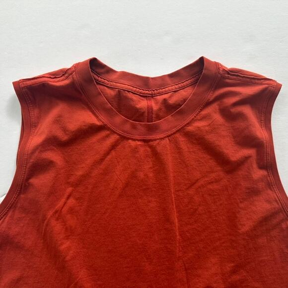 Lululemon All Yours Boyfriend Tank Magma Red Size 18 Cotton Muscle Tank Loose - Picture 3 of 5